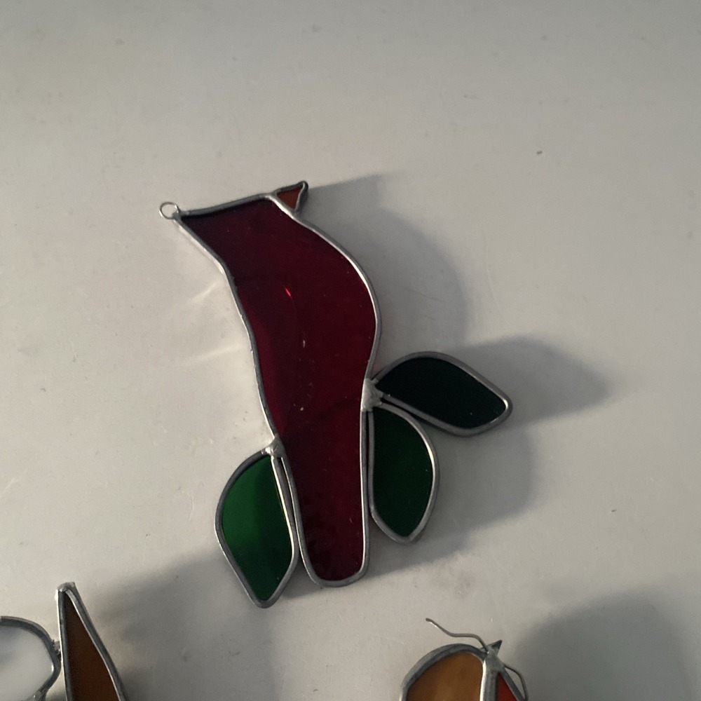 Lot of 3 Stained Glass Handcrafted Birds Cardinal Woodpecker Robin Suncatchers - Picture 9 of 12